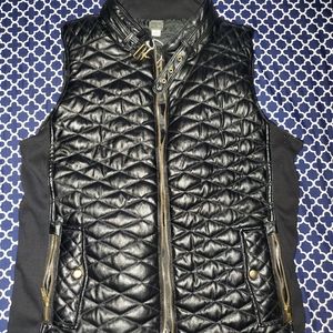 Dope faux leather quilted vest. Black